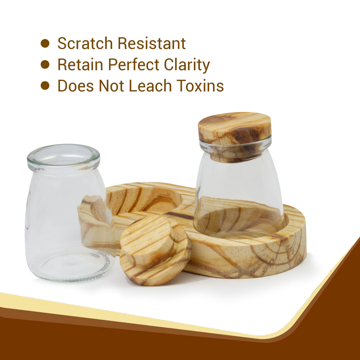Glass Storage Jar Set with Wooden Lids and Tray
