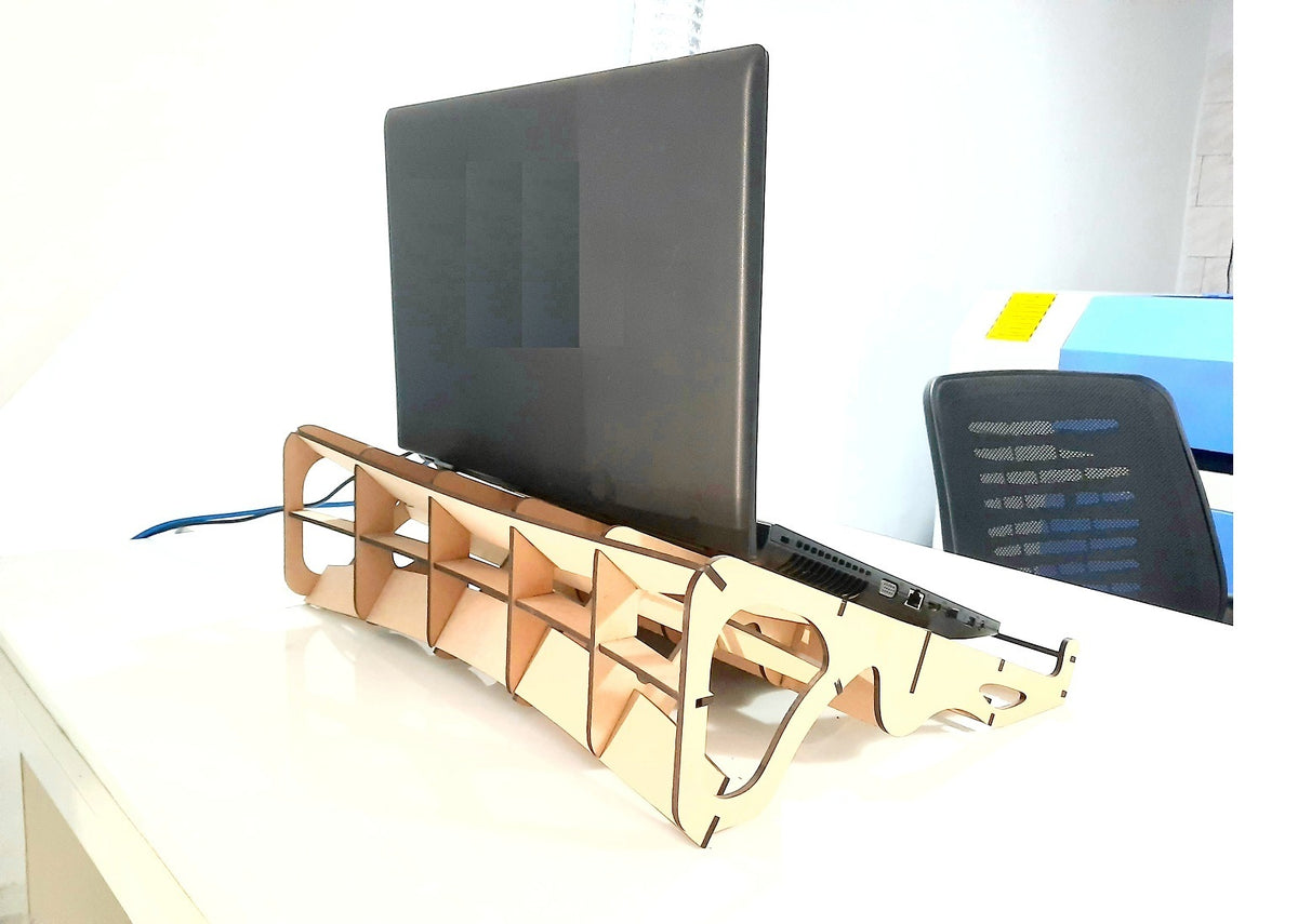 Wooden Parametric Low Heighted Laptop Stand for All Kind of Laptops