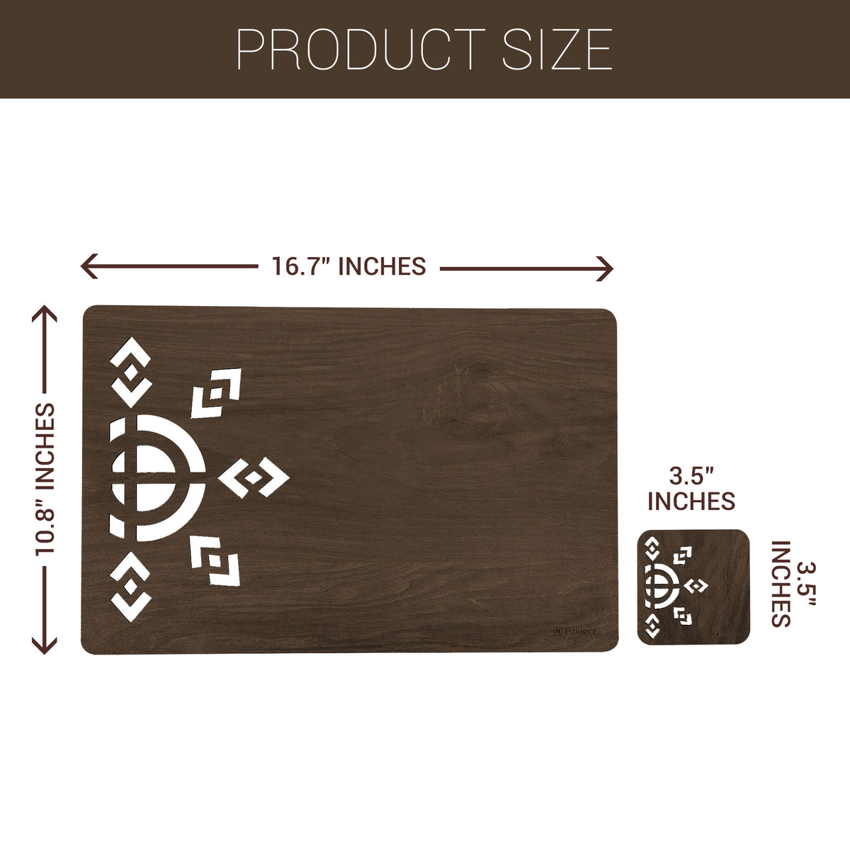 Wooden Rectangle Placemat Mat with Tea Coasters Set of 2, 4, 6 Table Placemats for Dining and Kitchen