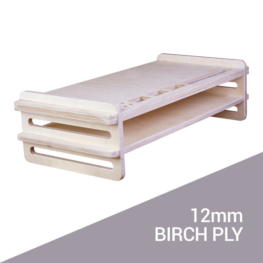 Wooden Monitor Stand Riser with Organizer Slots for Office & Home