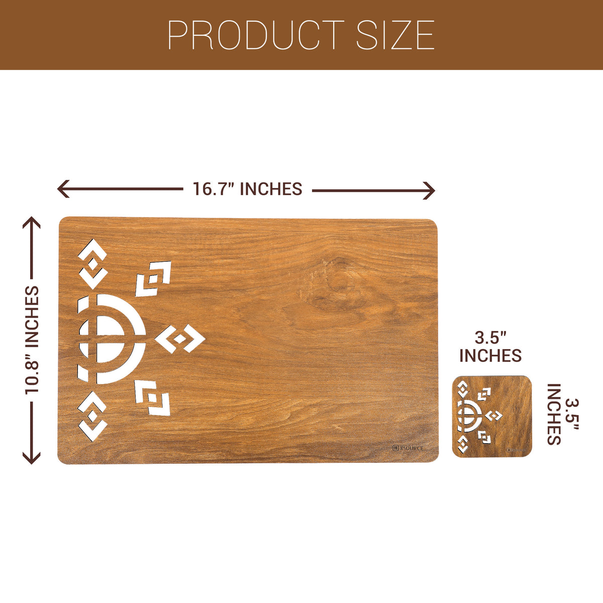 Wooden Rectangle Placemat Mat with Tea Coasters Set of 2, 4, 6 Table Placemats for Dining and Kitchen