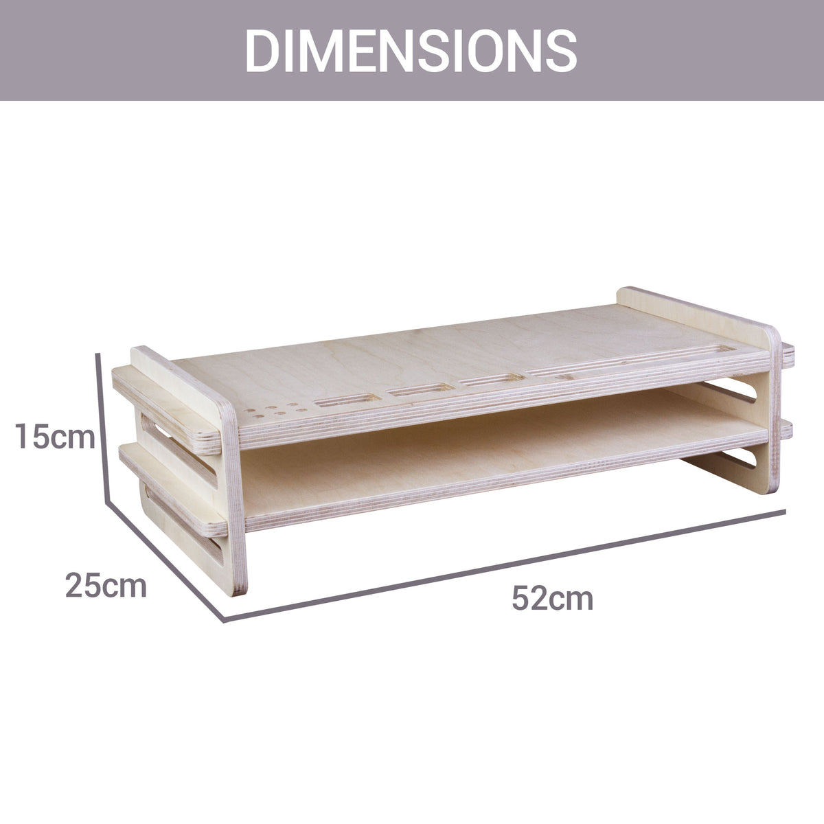 Wooden Monitor Stand Riser with Organizer Slots for Office & Home