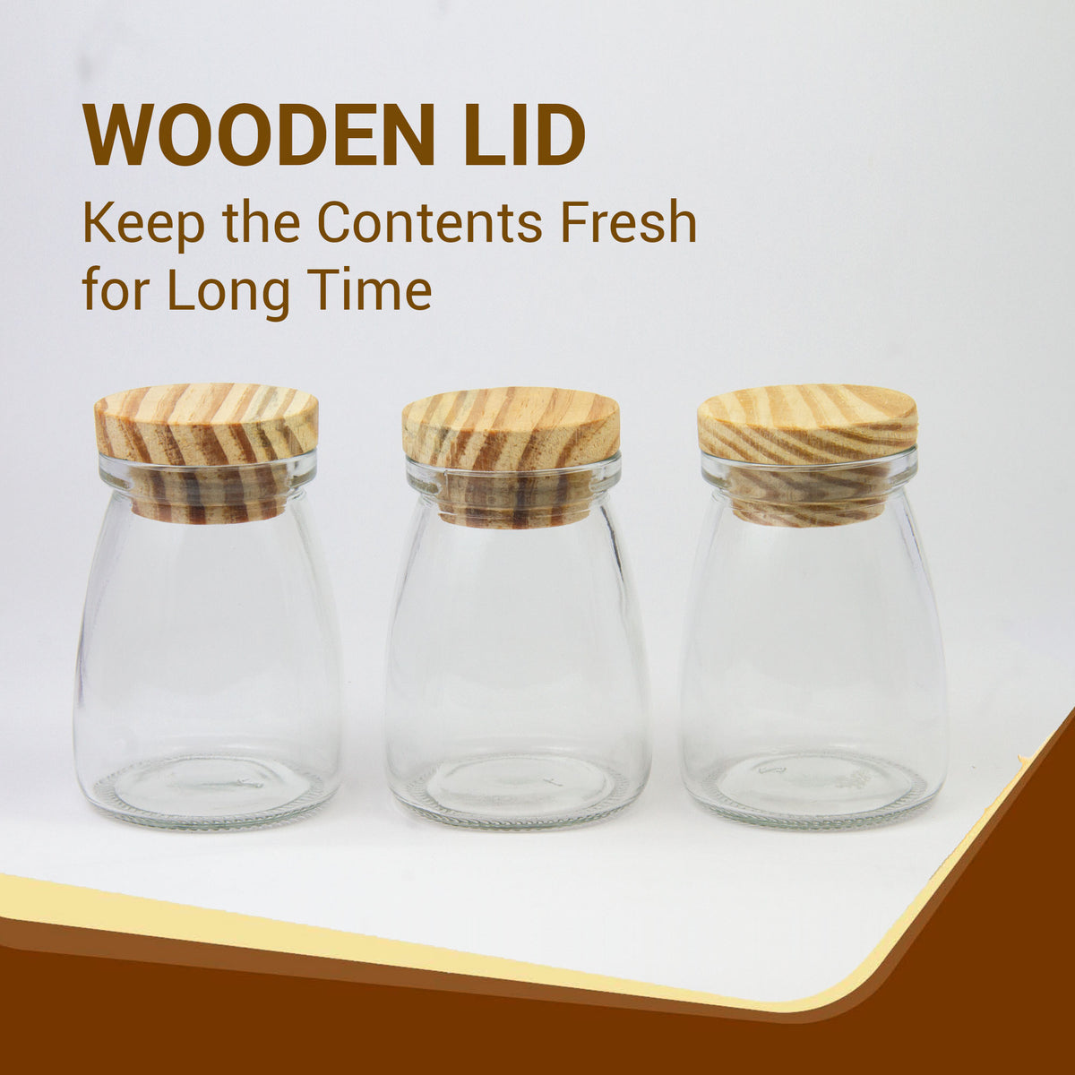 Glass Storage Jar Set with Wooden Lids and Tray