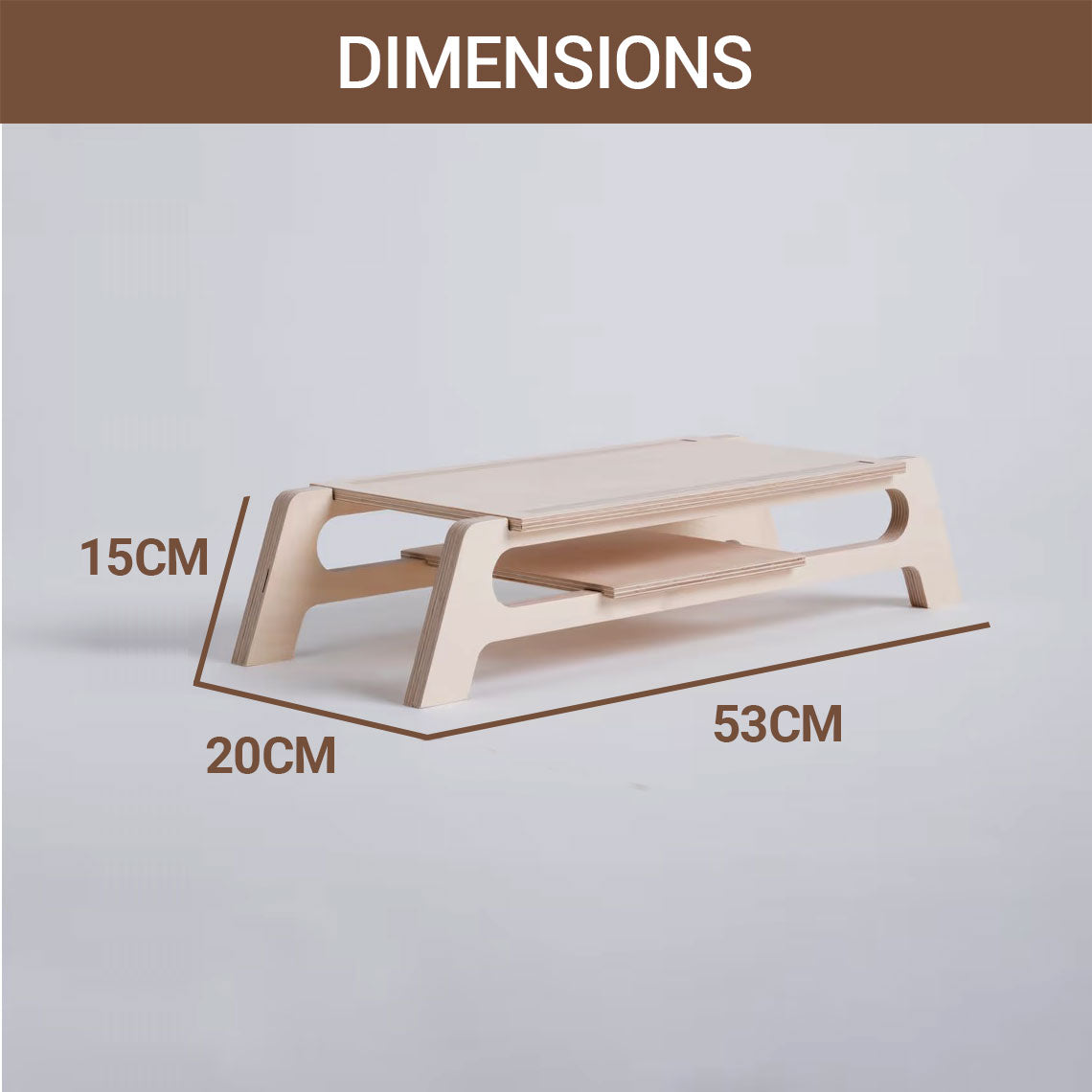 Wooden Monitor Stand Riser with Organizer Slots for Office & Home