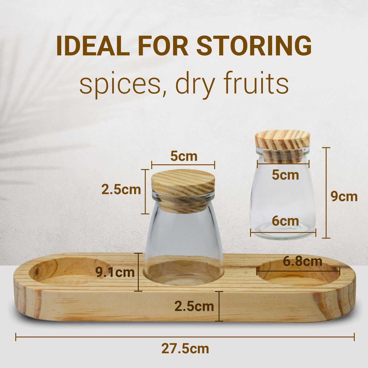 Glass Storage Jar Set with Wooden Lids and Tray
