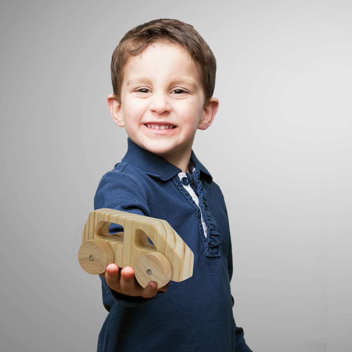 Natural Wooden Car, Van & Helicopter Toys Safe, Eco-Friendly, Educational Toy Set for Toddlers
