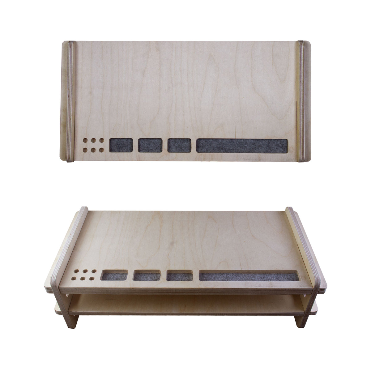 Wooden Monitor Stand Riser with Organizer Slots for Office & Home