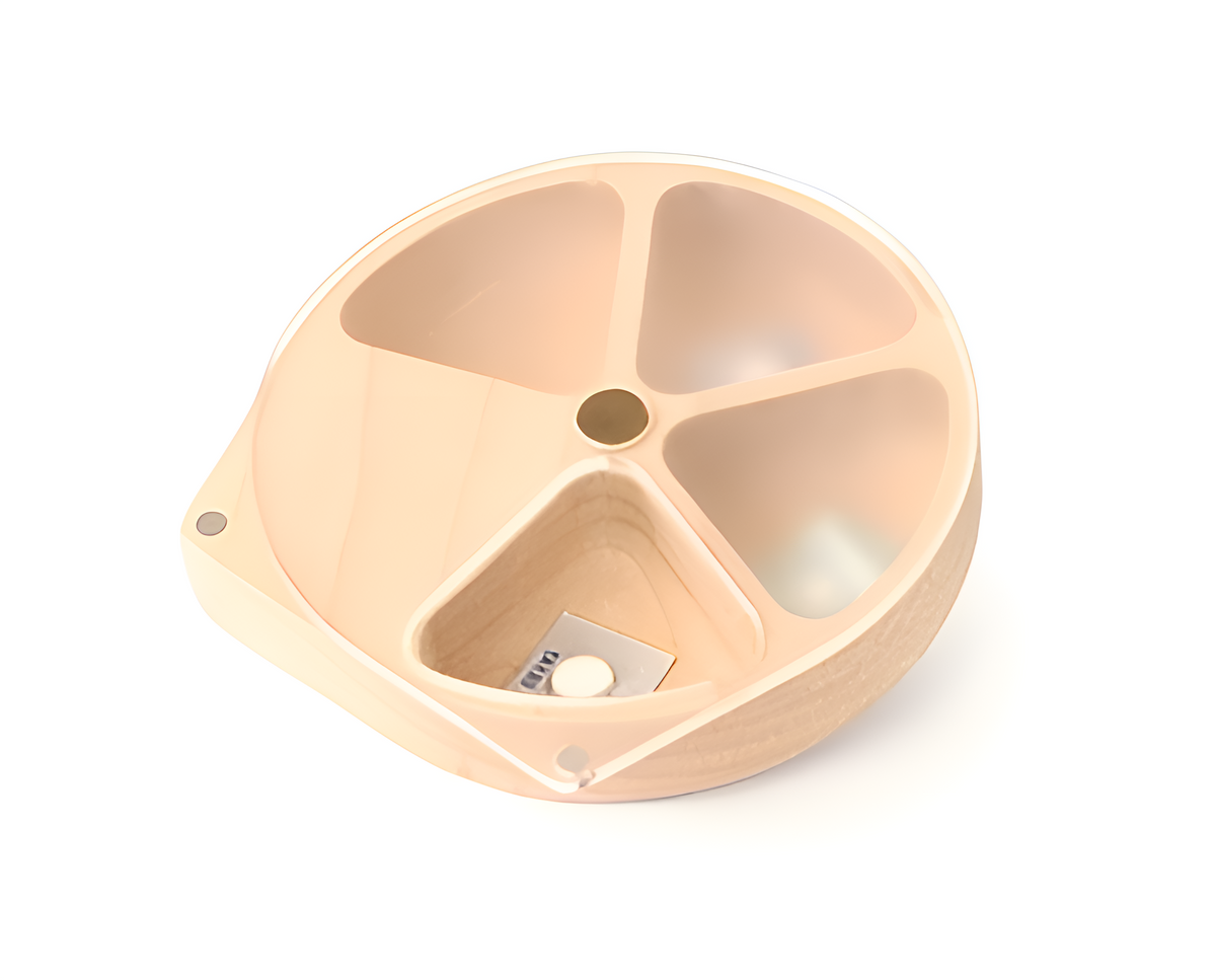 Wooden Rotating-4-Compartment Circular Pill Case with Magnetic Closure – Compact Travel Medicine Storage for Vitamins & Tablets