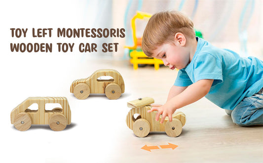 Natural Wooden Car, Van & Helicopter Toys Safe, Eco-Friendly, Educational Toy Set for Toddlers