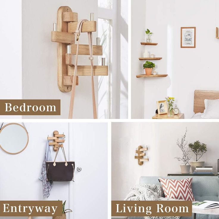 Wooden Wall Mounted Foldable Key Hanger for Home & Office