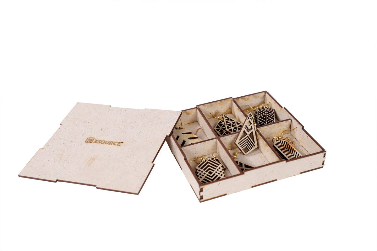 Wooden Long Earrings with Jewelry Organizer Box Set of 6 Pairs for Women and Girls