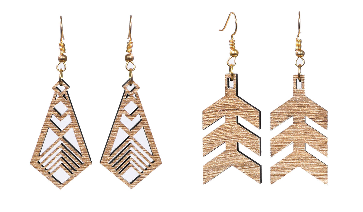 Wooden Long Earrings with Jewelry Organizer Box Set of 6 Pairs for Women and Girls