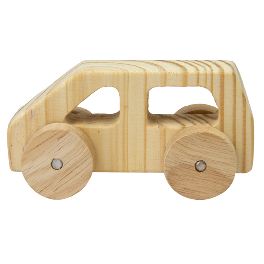 Natural Wooden Car, Van & Helicopter Toys Safe, Eco-Friendly, Educational Toy Set for Toddlers