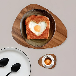 Wooden Oval Placemat Mat with Tea Coasters Set of 2, 4, 6 Table Placemats for Dining and Kitchen