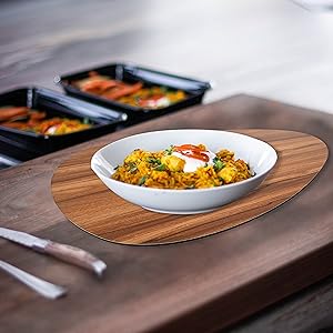 Wooden Oval Placemat Mat with Tea Coasters Set of 2, 4, 6 Table Placemats for Dining and Kitchen