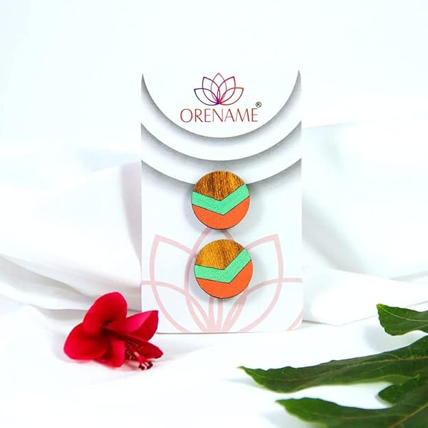 Handmade Wooden Stud Earrings Set For Girls And Women (Pack Of 6)
