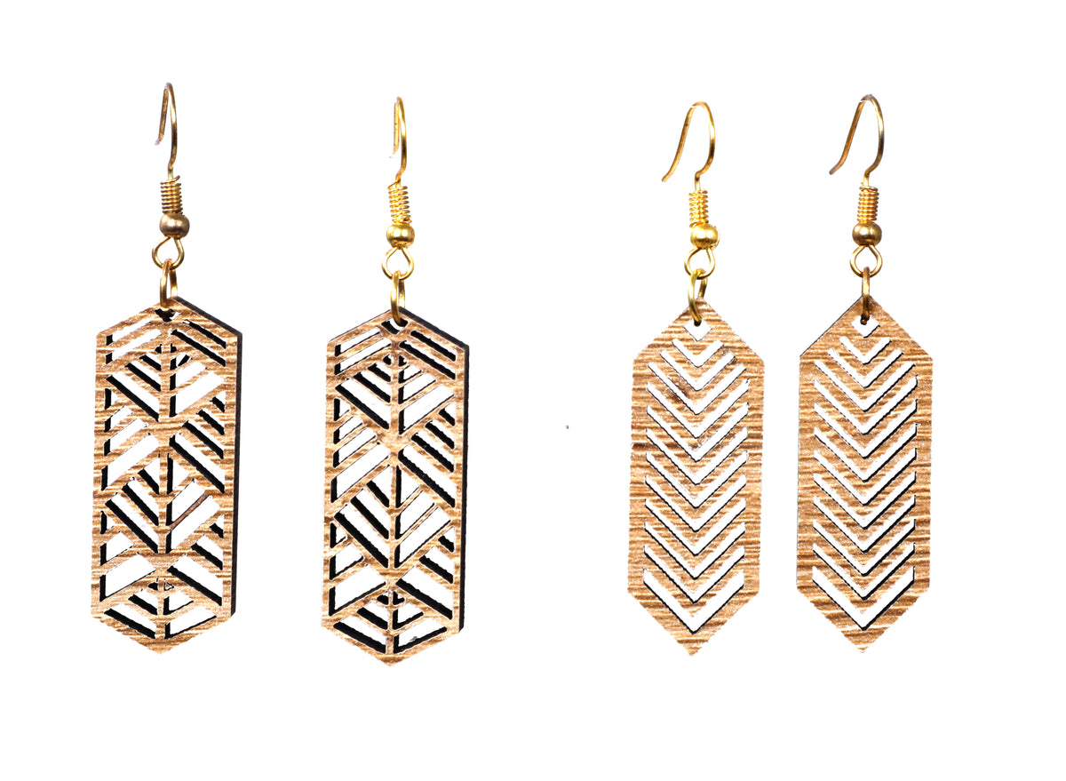 Wooden Long Earrings with Jewelry Organizer Box Set of 6 Pairs for Women and Girls