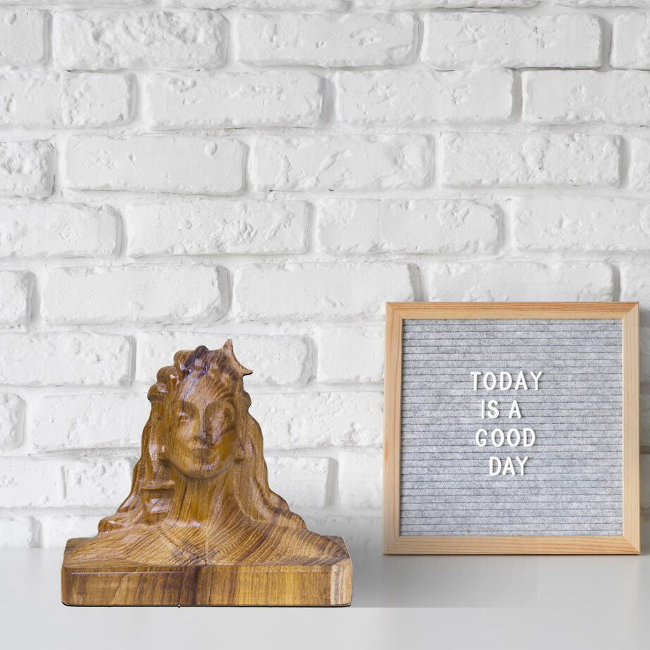 Adiyogi Lord Shiva Teak Wood Statue for Home & Car