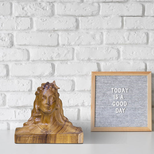Adiyogi Lord Shiva Teak Wood Statue for Home & Car