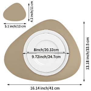 Leather Oval Placemat Mat with Tea Coasters Set of 2, 4, 6 Table Placemats for Dining and Kitchen