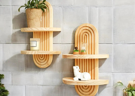 Modern Wooden Wall Shelf for Living Room, Bedroom, Hallway & Office (2 Tier Pack of 1)