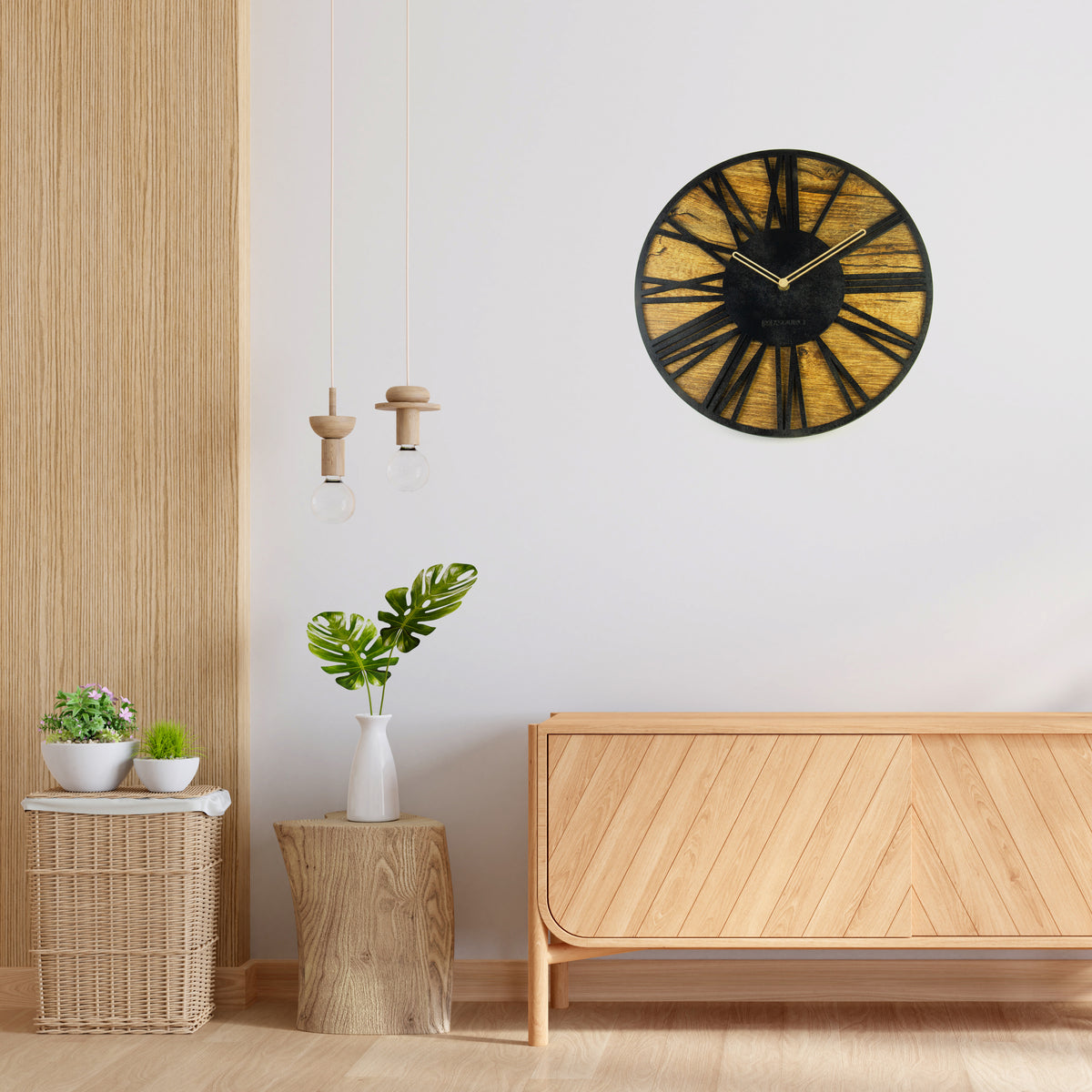 Wooden Non Ticking Wall Clock