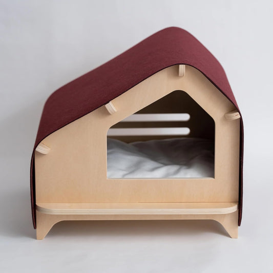 Wooden Foldable Pet House for Dog and Cat with Removable Cushion (Small)