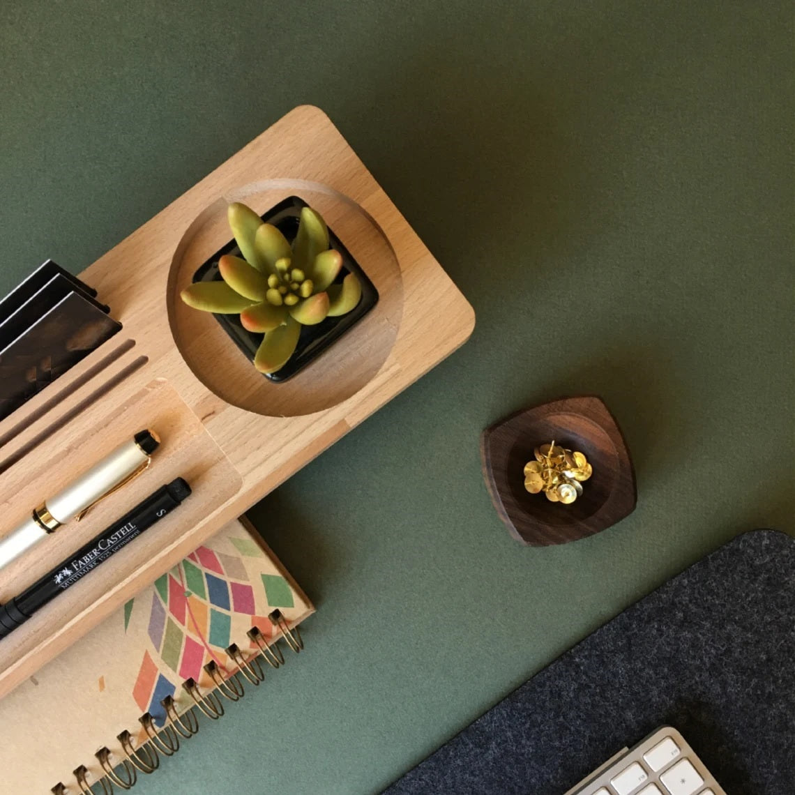 Stylish Wooden Desk Organizer with Compartments for Phone, Pens
