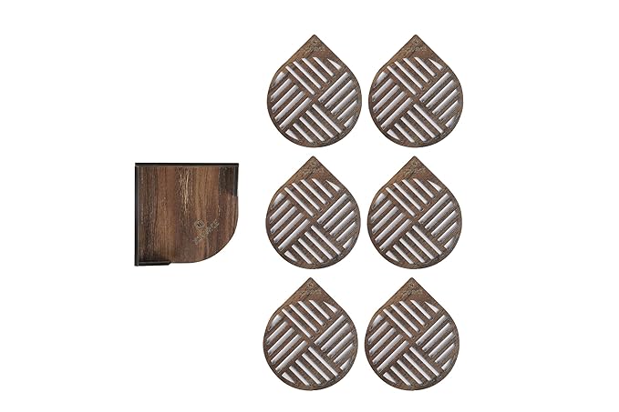 Wooden Line Tea Coasters Set of 6