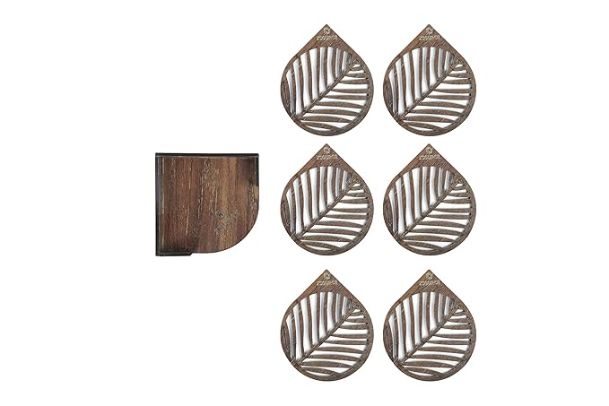 Wooden Pear Tea Coasters Set of 6