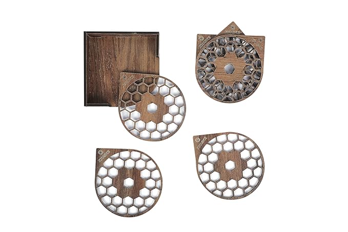 Wooden Golden Honey Comb Tea Coasters Set of 6