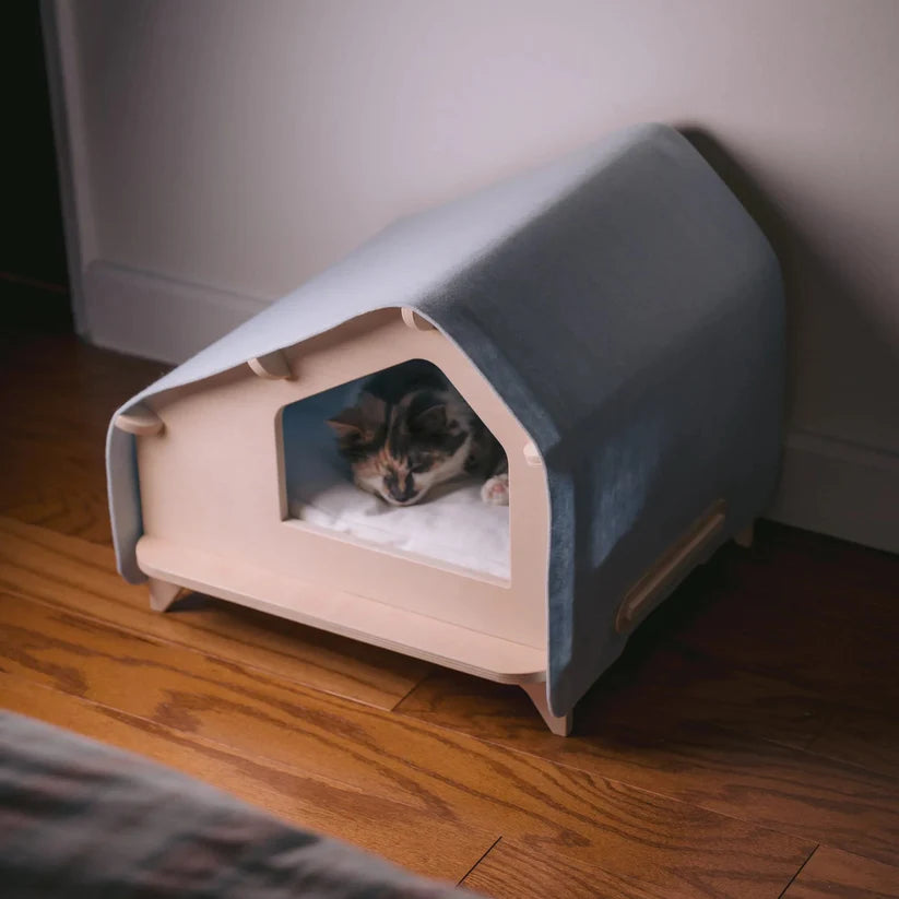 Wooden Foldable Pet House for Dog and Cat with Removable Cushion (Small)
