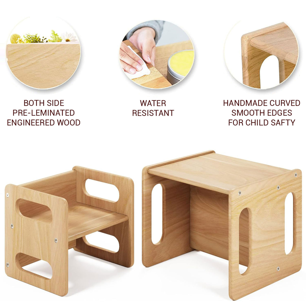 Wooden Folding Table and Chair Set for Toddlers Suitable for 2 to 10 Years