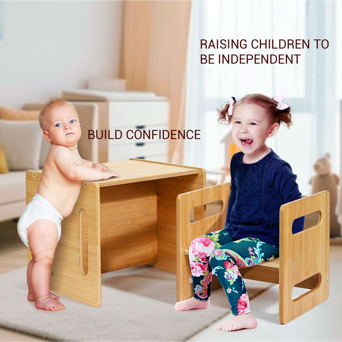 Wooden Folding Table and Chair Set for Toddlers Suitable for 2 to 10 Years