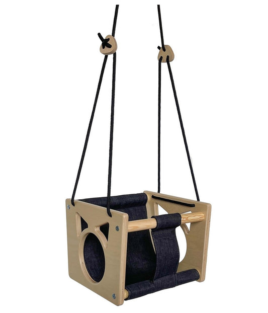 Montessori Wooden Baby Swing with Safety Harness