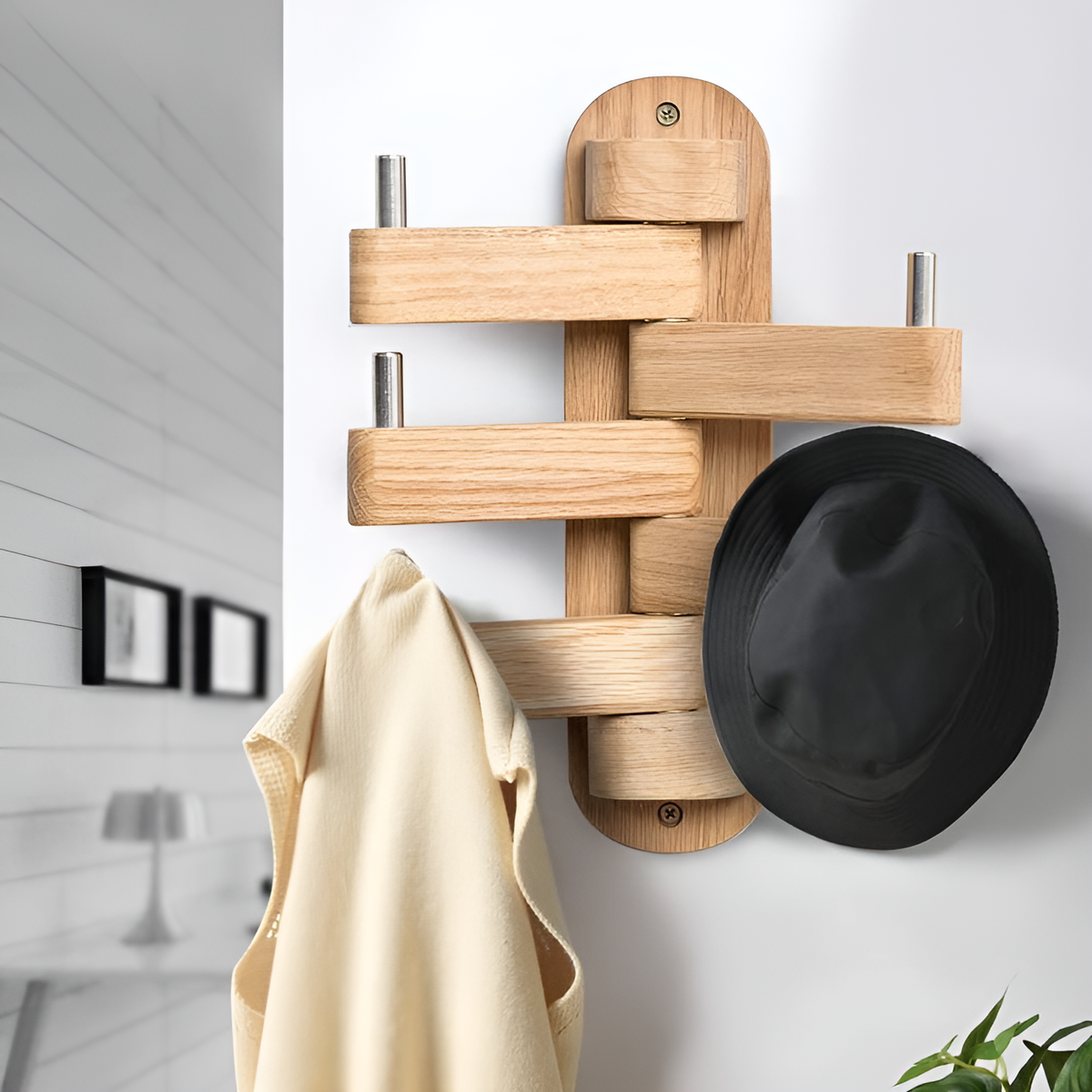 Wooden Wall Mounted Foldable Key Hanger for Home & Office