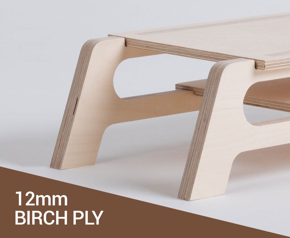 Wooden Monitor Stand Riser with Organizer Slots for Office & Home