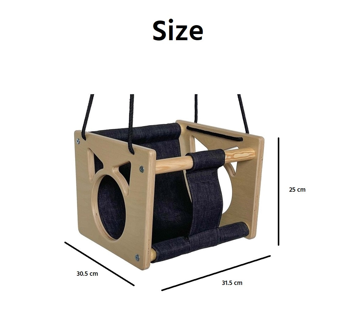 Montessori Wooden Baby Swing with Safety Harness