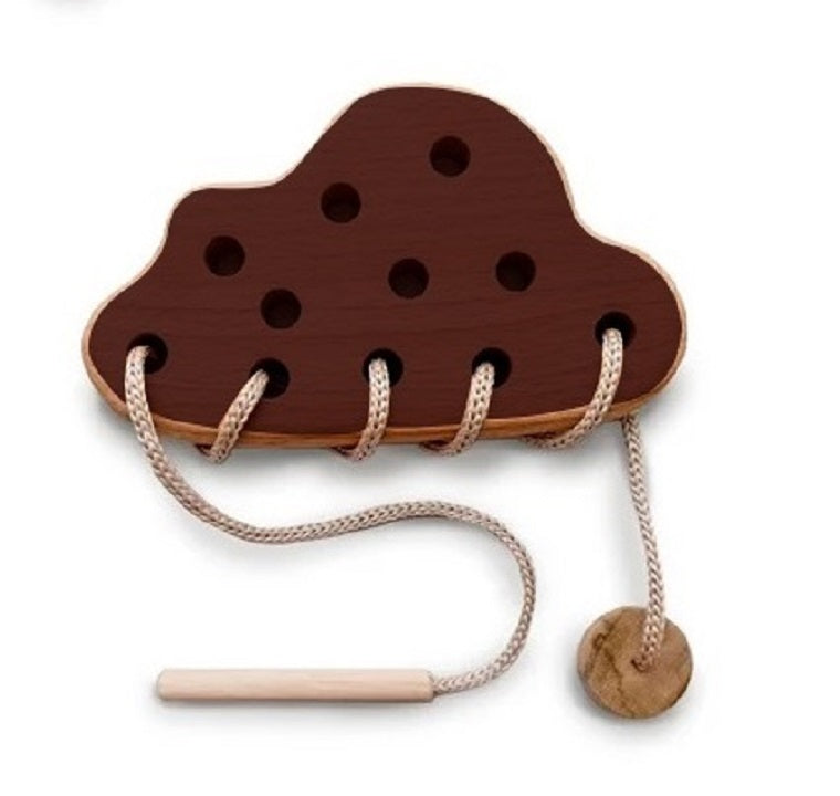 Wooden Lacing Toy for 2 Years Toddler Skills Development (Cloud Moon Star)