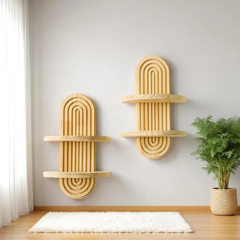 Modern Wooden Wall Shelf for Living Room, Bedroom, Hallway & Office (2 Tier Pack of 1)