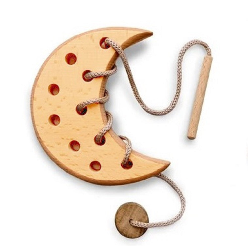 Wooden Lacing Toy for 2 Years Toddler Skills Development (Cloud Moon Star)