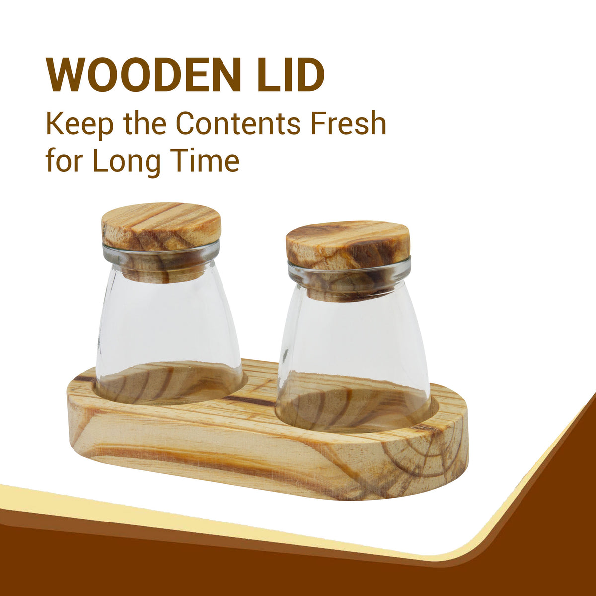 Glass Storage Jar Set with Wooden Lids and Tray