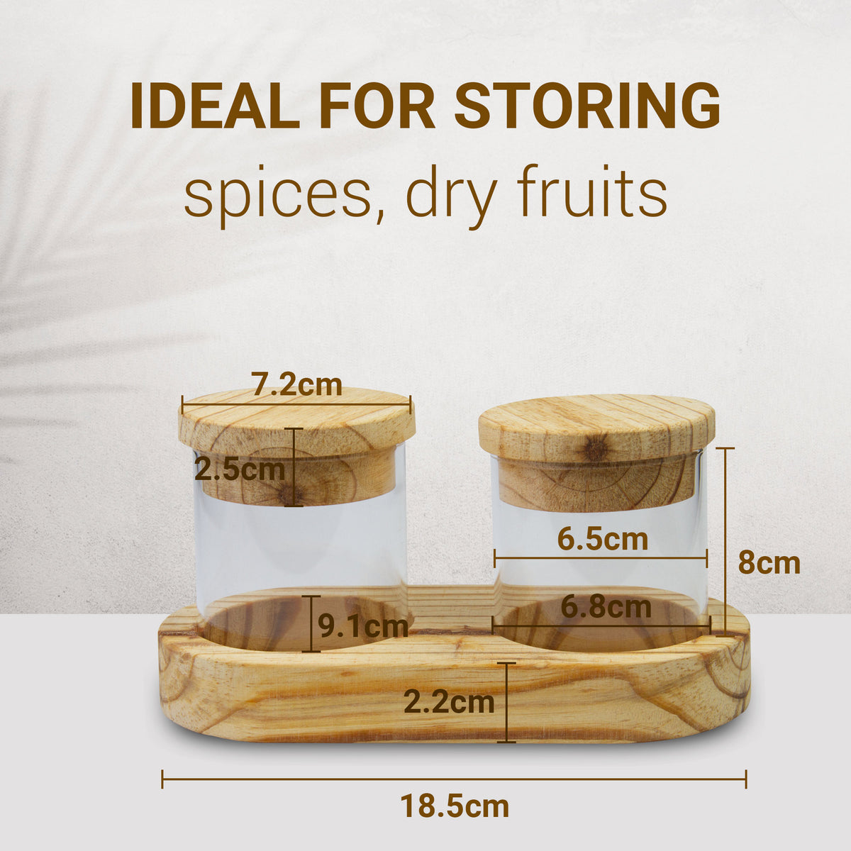 Storage Glass Jar Set with Wooden Lids and Tray