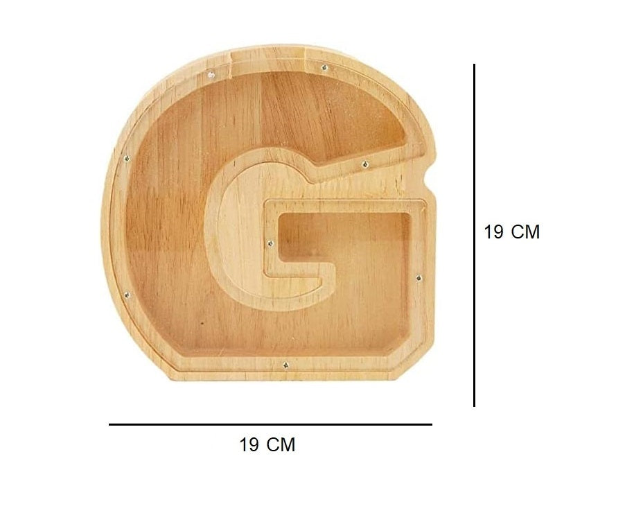 Wooden Alphabet Piggy Bank with Clear Acrylic Front A-Z Letters for Kids & Adults