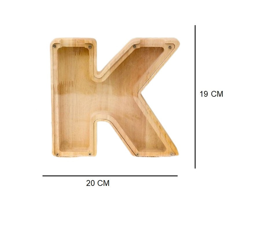 Wooden Alphabet Piggy Bank with Clear Acrylic Front A-Z Letters for Kids & Adults