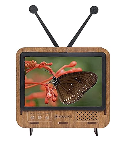Wooden Retro Style TV Shape Mobile Magnifying Glass Stand
