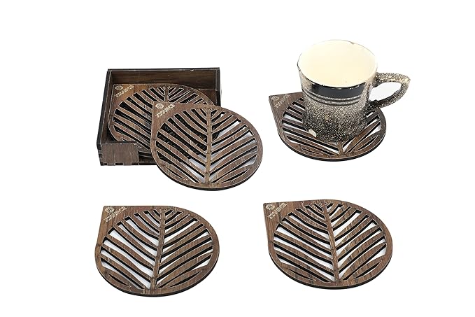 Wooden Pear Tea Coasters Set of 6