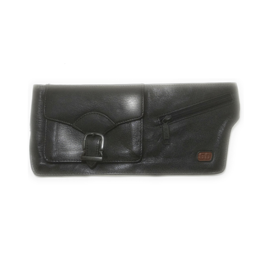 Leather Waist Bag with Adjustable Strap and Wallet with Passport and Card Holder