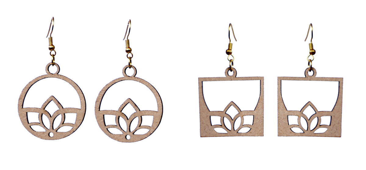 Wooden Heart Style Earrings with Jewelry Organizer Box Set of 6 Pairs for Women and Girls