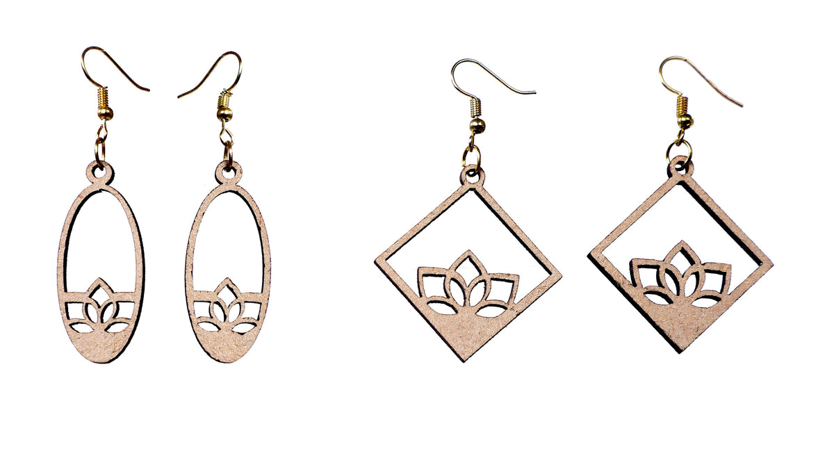 Wooden Heart Style Earrings with Jewelry Organizer Box Set of 6 Pairs for Women and Girls